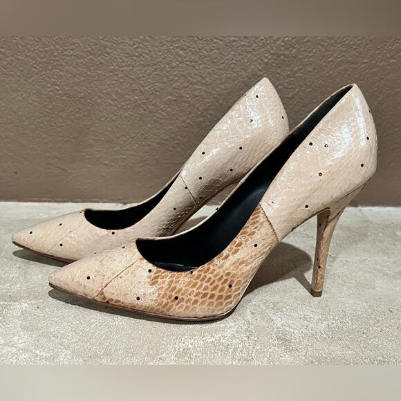 B Brian Atwood Joelle Snakeskin Point Toe Pump Natural Unique colors size 9.5 - Picture 7 of 8